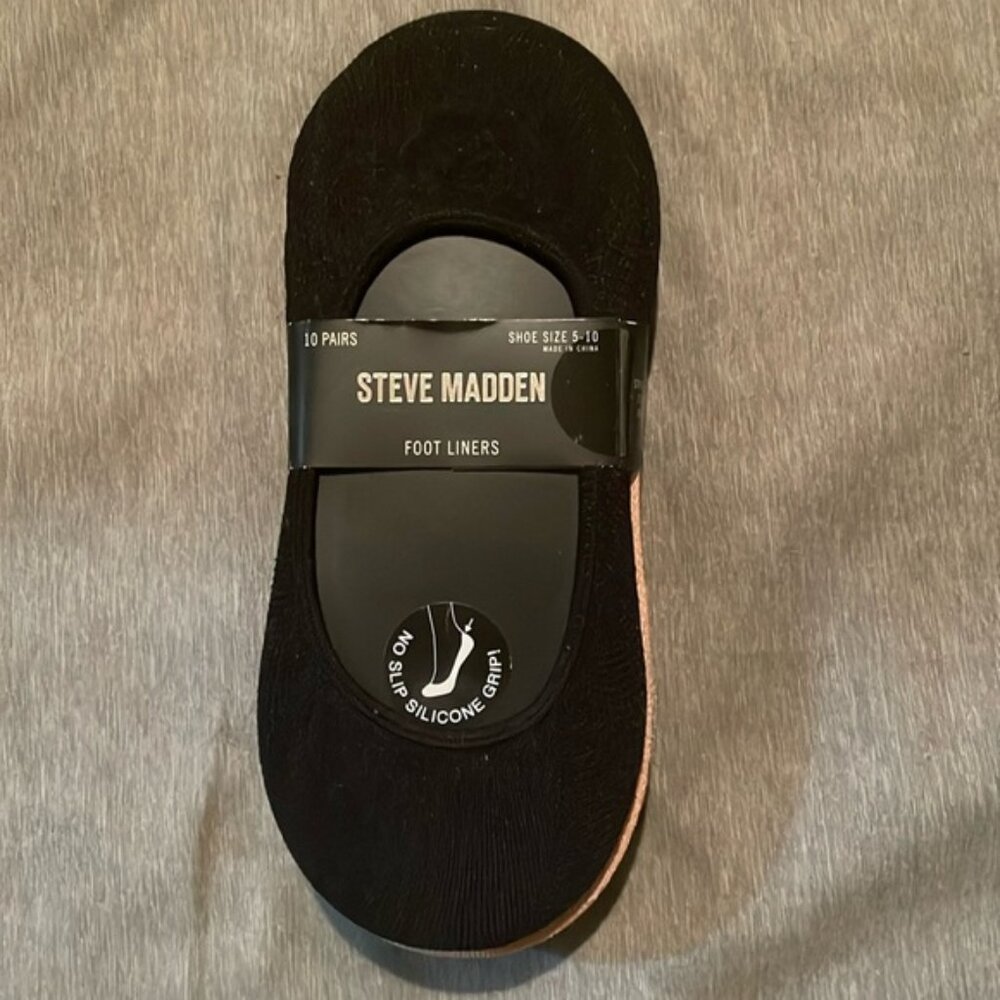 NWT Steve Madden 7 pair Black Grey & Nude Foot Liners w/no-slip silicone grip
